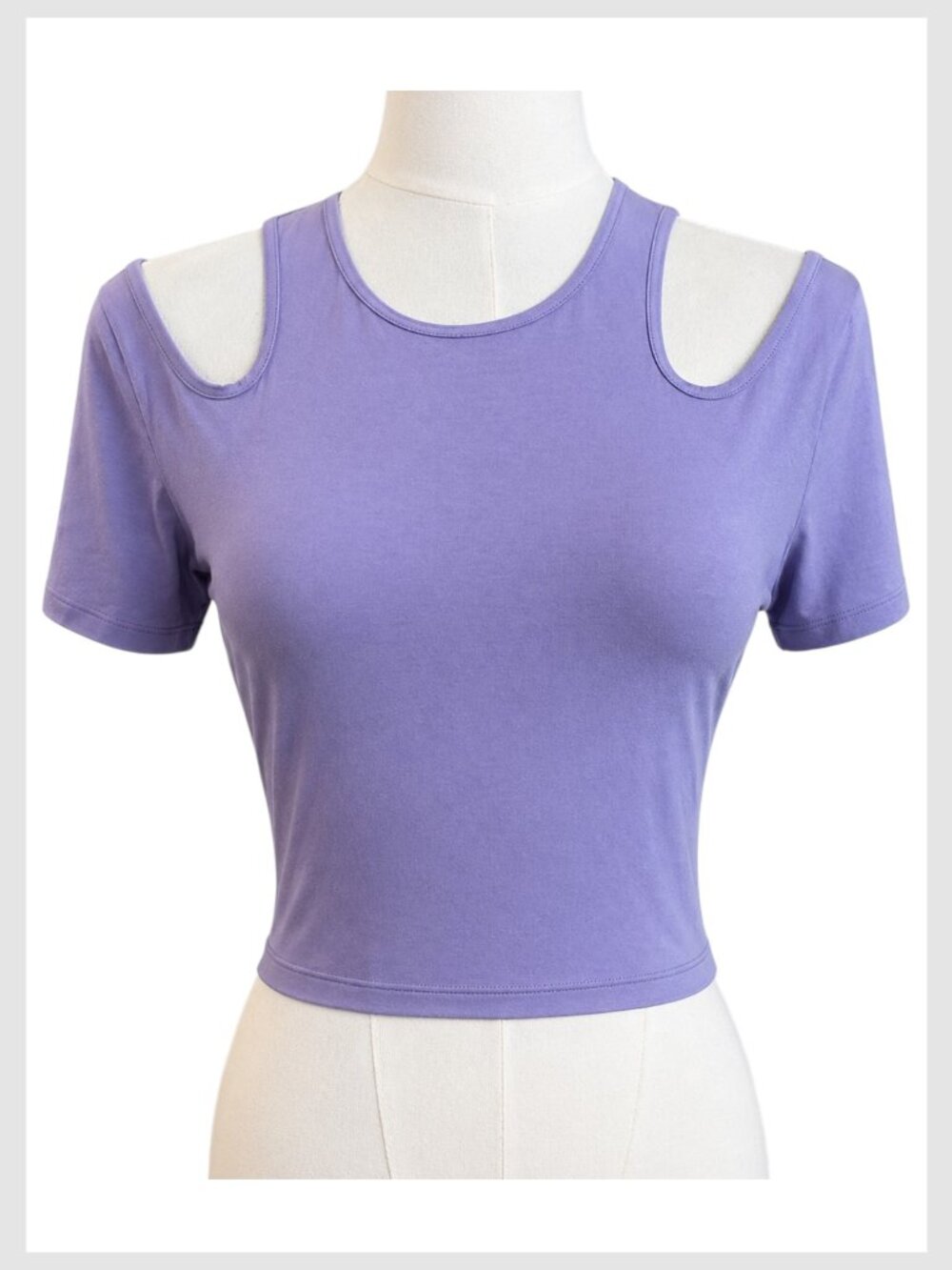 Lululemon Athletica Cropped Tee Lavender Cold Shoulder Fitted 6 - Picture 2 of 8